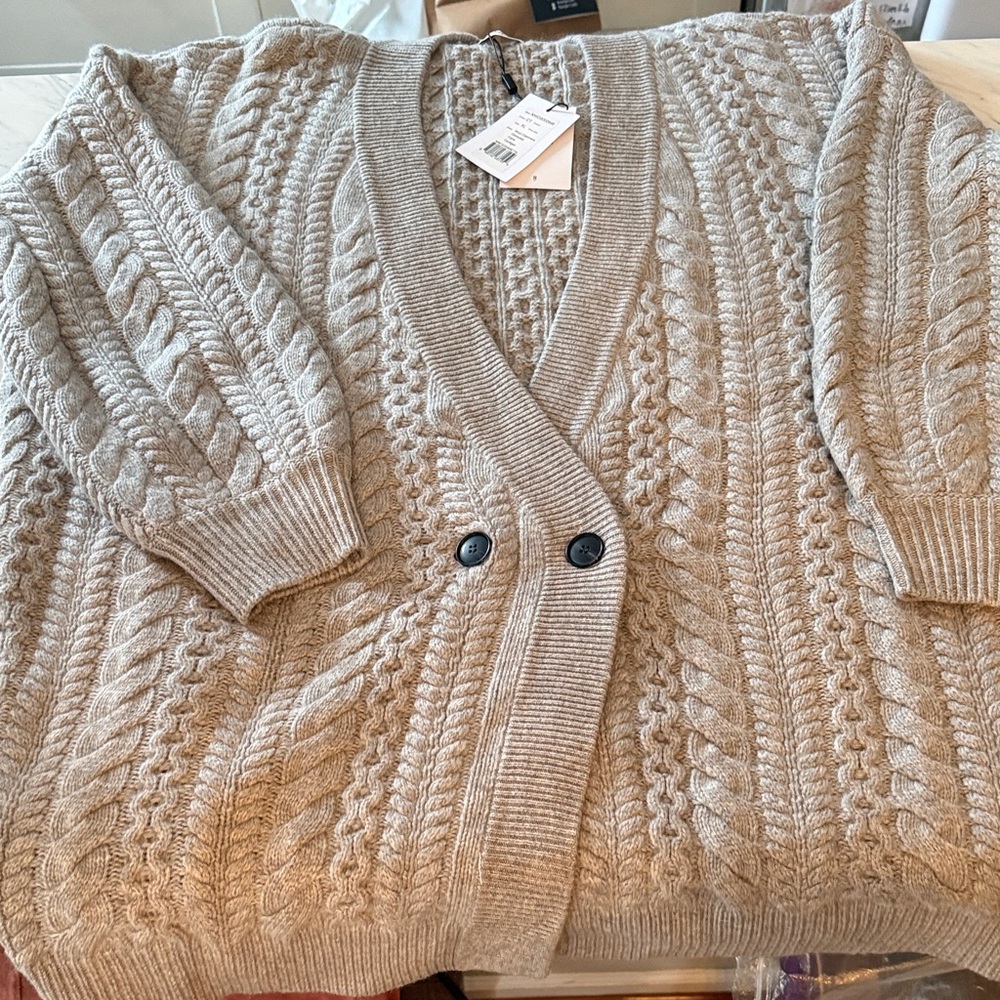 Naadam wool cashmere oversized cable knit cardigan